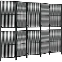 VidaXL Paravent 5-tlg. Schwarz Poly Rattan