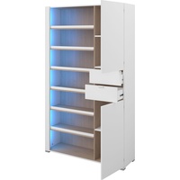 Parisot Shoesing 1 Schuhschrank Weiß Schuhregal LED Beleuchtung Eiche