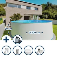Waterman Stahlwandpool Set rund 300 x 90 cm, Stahl