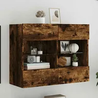 VidaXL TV-Wandschrank mit LED-Leuchten Räuchereiche 78,5x30x60,5 cm