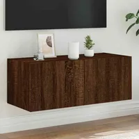 VidaXL TV-Wandschrank mit LED-Leuchten Braun Eichen-Optik 80x35x31 cm