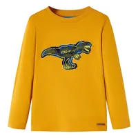 VidaXL Kinder-Langarmshirt Dinosaurier Rundhals Pullover Sweatshirt T-Shirt Ocker 116