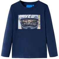 VidaXL Kinder-Langarmshirt Marineblau Melange 140 – Weiches Baumwollshirt mit