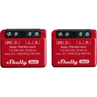 Shelly WLAN-Schaltaktor 1PM Mini Gen 3, rot, 2 Stück