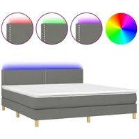 VidaXL Boxspringbett mit Matratze & LED Dunkelgrau 180x200 cm