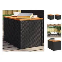 VidaXL Garten-Beistelltische 2 Stk Schwarz 55x34x37cm Poly Rattan Holz