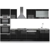Vicco Küchenzeile R-Line 300 cm Schwarz Hochglanz/Weiß