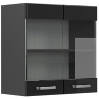 Vicco Küchenglasschrank R-Line Schwarz Hochglanz, 60 cm