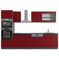 Vicco Küchenzeile R-Line J-Shape Anthrazit, Rot, 300 cm modern
