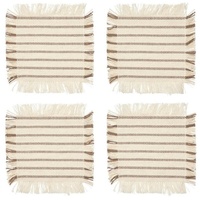 Broste Copenhagen Elouise Untersetzer Off White/Fungi grey 10x10cm Set4