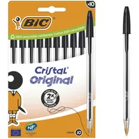 BIC Kugelschreiber Cristal Original transparent, Schreibfarbe: schwarz, 10 St.