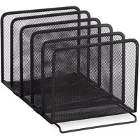 Relaxdays Katalogsammler, freistehender Magazinhalter aus Metall, 5 Fächer, Mesh
