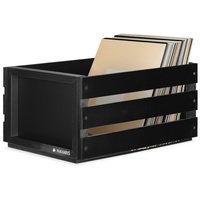 Navaris Holz Schallplatten Kiste mit Kreidetafel - 42,9 x