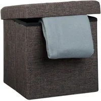 Relaxdays Faltbarer Sitzhocker, Sitzcube als Fußablage, Sitzwürfel aus Leinen,