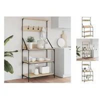 VidaXL Bäckerregal mit Haken 4 Böden Sonoma-Eiche Holzwerkstoff