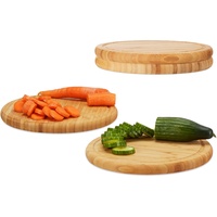 Relaxdays Relaxdays, Frühstücksbrettchen rund 4er Set, Bambus, 30 cm,