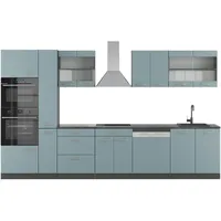 Vicco Küchenzeile R-Line 350 cm Blau-Grau/Anthrazit