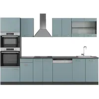 Vicco Küchenzeile R-Line 300 cm Blau-Grau