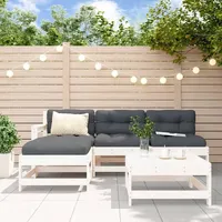 VidaXL 5-tlg. Garten-Lounge-Set Weiß Massivholz Kiefer