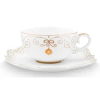 Pip Studio Tasse mit Untertasse 0,225 l Weiß 2