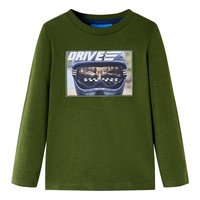 VidaXL Kinder-Langarmshirt mit Helm Pullover Sweatshirt T-Shirt Dunkles Khaki