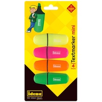 IDENA Marker, Textmarker Mini, 4 Farben, (Mehrfarbig, 4, 4