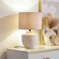 LINDBY Thalassia, Tischleuchte beige, Ø 30 cm, Keramik
