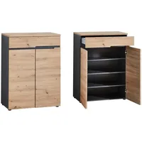 Lomadox Flur Kommode in Artisan Eiche Nb. mit Graphit