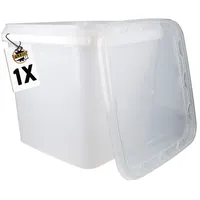 FixedByU | 1x Kunststoffeimer mit Deckel pp, eckig, transparent