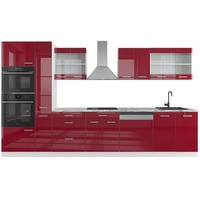 Vicco Küchenzeile R-Line 350 cm Rot Hochglanz/Weiß