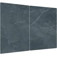ALLboards Glas Herdabdeckplatte Schneidebrett ANTHRAZIT MARMOR 2er Set Multi-Platte