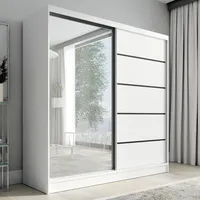 Mebloland Schwebetürenschrank mit Spiegel 200 cm 2 Türen, Schwarz