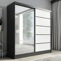 Mebloland A&J MöbelLand Schwebetürenschrank mit Spiegel 200 cm Schwarz