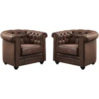 Vente-unique Sessel 2er-Set - Microfaser - Vintage-Look - CHESTERFIELD