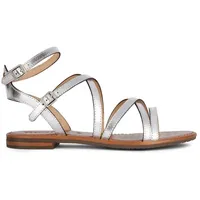 GEOX Damen D Sozy S G Flat Sandal, Silver,