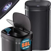 Monzana Sensor Mülleimer Edelstahl Schwarz 58L