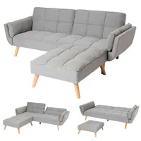 Mendler Schlafsofa HWC-K18 mit Ottomane, Couch Sofa Gästebett, Schlaffunktion