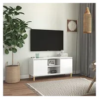 VidaXL TV-Schrank mit Massivholz-Beinen Hochglanz-Weiß 103,5x35x50 cm
