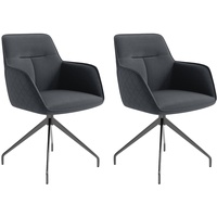 ByLIVING Esszimmerstuhl Memphis / 2er Set/Bezug Kunstleder anthrazit/Polstersessel Sitzschale