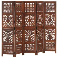 VidaXL 5-tlg. Raumteiler Handgeschnitzt Braun 200×165 cm Mangoholz