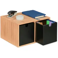Relaxdays Schreibtisch Organizer, Bambus Schubladenbox, 2 Fächer, HBT: 14,5x24,5x20