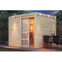 Karibu Gartenhaus Qubic mit Schiebetür - 19 mm-naturbelassen