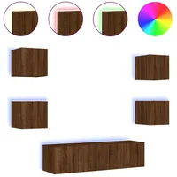 VidaXL 6-tlg. Wohnwand mit LED-Beleuchtung Braun Eichen-Optik Modell 6