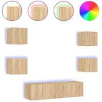 VidaXL 6-tlg. Wohnwand mit LED-Beleuchtung Sonoma-Eiche Holzwerkstoff Modell 7