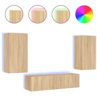 VidaXL 4-tlg. Wohnwand mit LED-Beleuchtung Sonoma-Eiche Holzwerkstoff Modell 7