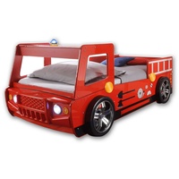 Aileenstore Feuerwehrbett "Fire" Autobett für Kinder 90x200 Hochglanz mit