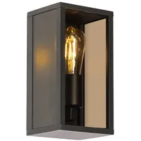 QAZQA Außenwandleuchte schwarz mit Rauchglas 26 cm IP44 -