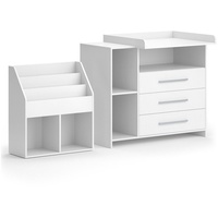 Vicco Kinderzimmer-Set Oskar, Weiß, 2 Teile, mit Wickelkommode und