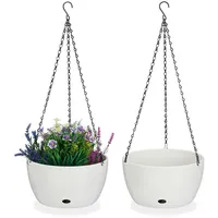Relaxdays Blumenampel mit Wasserspeicher, 2er Set, HxD 67x28,5 cm,