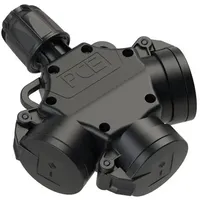 PCE 253622-sxs 3-Wegekupplung Vollgummi nat Klappdeckel IP44 (schwarz) 253622sxs